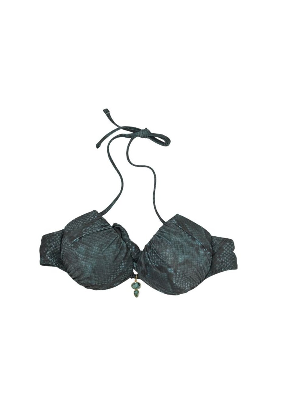 Orphe Jade Bikini Top in Dark Green Crocodile